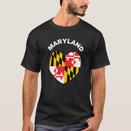 I Liebe Maryland MD Staatsflagge Herzstück Baltimo T-Shirt (Vorderseite)