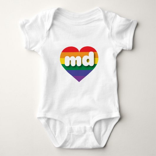 I Liebe Maryland Rainbow Heart Baby Strampler (Vorderseite)
