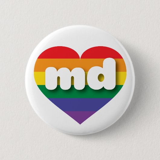 I Liebe Maryland Rainbow Heart Button (Vorderseite)