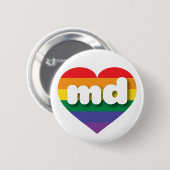 I Liebe Maryland Rainbow Heart Button (Vorne & Hinten)
