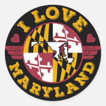I Liebe Maryland State Flag and Map