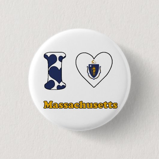 I Liebe Massachusetts Button (Vorderseite)