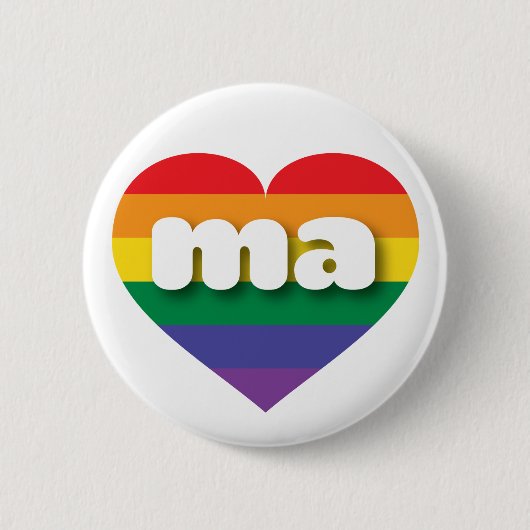 I Liebe Massachusetts Gay Pride Rainbow Heart Button (Vorderseite)