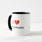 I Liebe Massachusetts Herz Typografie Kaffee Tasse (Vorderseite Links)