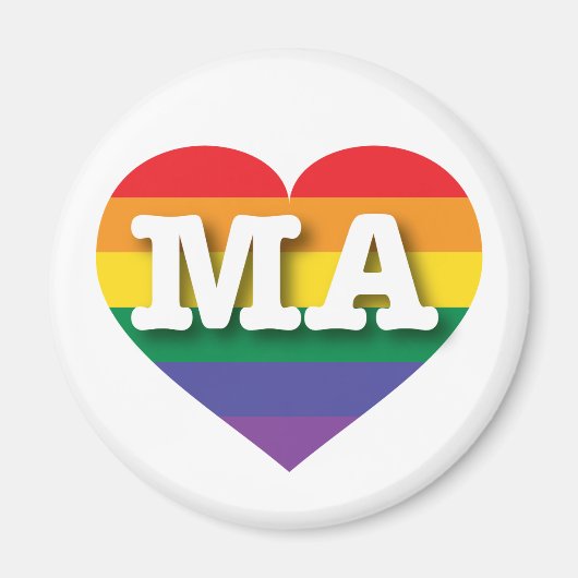 I Liebe Massachusetts Rainbow Heart Magnet (Vorne)