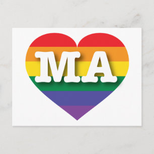 I Liebe Massachusetts Rainbow Heart Postkarte