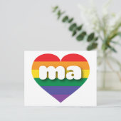 I Liebe Massachusetts Rainbow Heart Postkarte (Stehend Vorderseite)