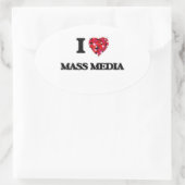 I Liebe Massenmedien Ovaler Aufkleber (Tasche)