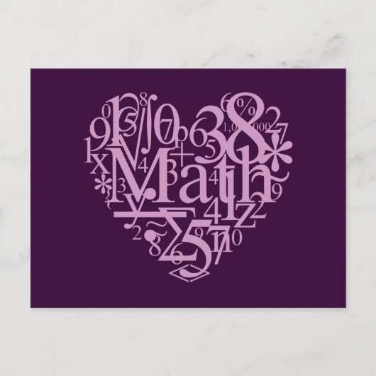 I Liebe Math Postcard Postkarte (Vorderseite)