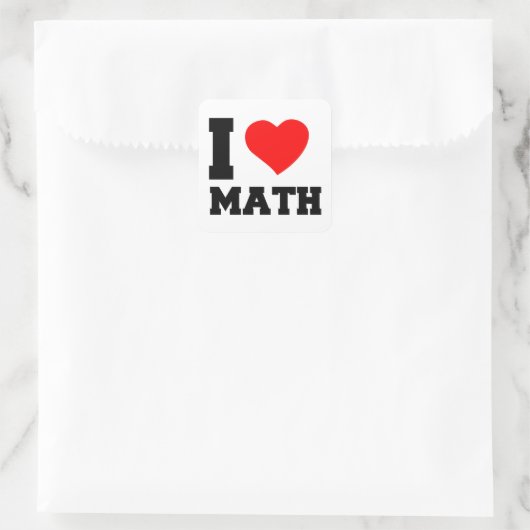 I LIEBE MATH QUADRATISCHER AUFKLEBER (Tasche)