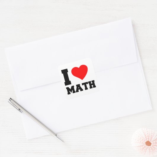 I LIEBE MATH QUADRATISCHER AUFKLEBER (Umschlag)