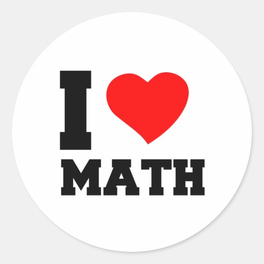 I LIEBE MATH RUNDER AUFKLEBER (Vorderseite)