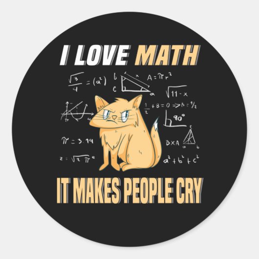 I Liebe Mathe Cat Kitten Mathegenie Mathe Teacher Runder Aufkleber (Vorderseite)