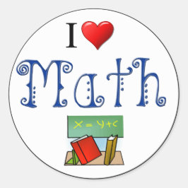 I Liebe Mathe Heart Books Klasse Runder Aufkleber