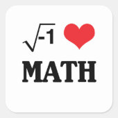 I Liebe-Mathe Quadratischer Aufkleber (Vorderseite)