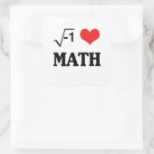 I Liebe-Mathe Quadratischer Aufkleber (Tasche)