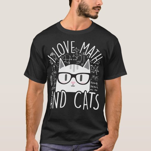 I Liebe Mathe und Katzen Niedlich Kitty Cat Feline T-Shirt (Vorderseite)