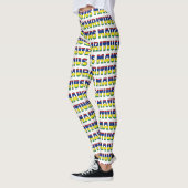 I Liebe Mauritius Flaggenfarben Typografie Muster Leggings (Links)