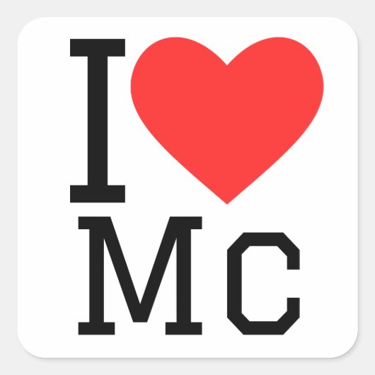 I Liebe Mc Quadratischer Aufkleber (Vorderseite)