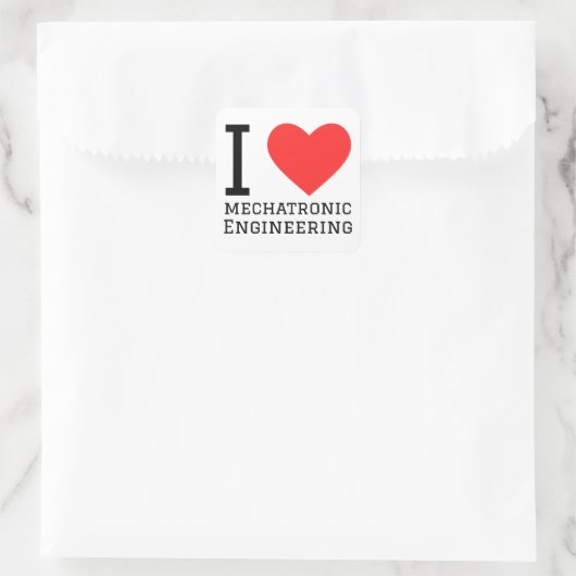 I Liebe Mechatronik Quadratischer Aufkleber (Tasche)