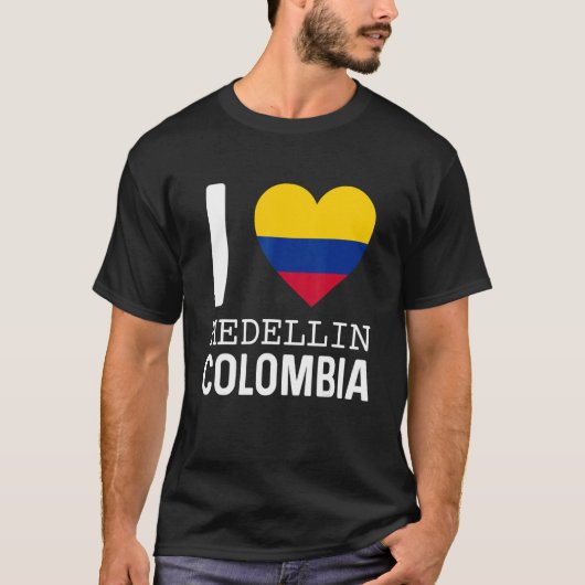 I Liebe Medellin Kolumbien Flaggenplan Kolumbien T-Shirt (Vorderseite)