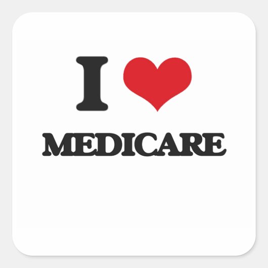 I Liebe Medicare Quadratischer Aufkleber (Vorderseite)