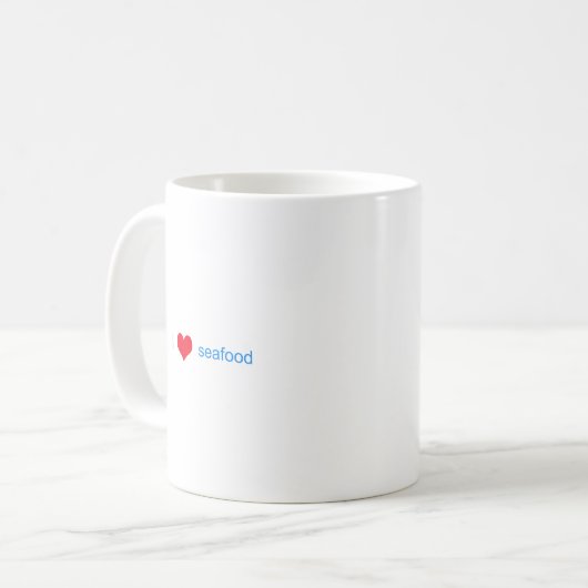 I Liebe-Meeresfrüchte-Logo Kaffeetasse (Vorderseite Links)