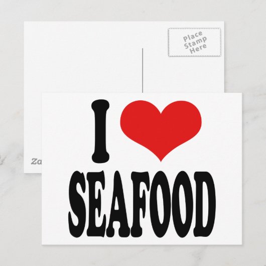 I Liebe Meeresfrüchte Postkarte (Vorne/Hinten)
