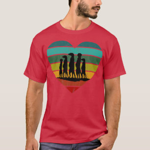I Liebe Meerkats Retro Herz T-Shirt