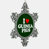 I LIEBE-MEERSCHWEINCHEN SCHNEEFLOCKEN Zinn-Ornament (Links)