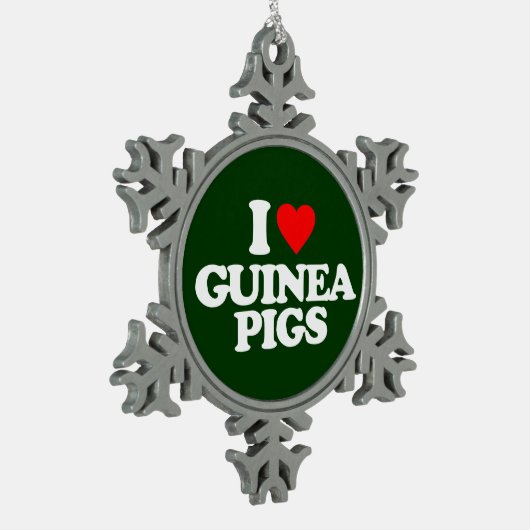 I LIEBE-MEERSCHWEINCHEN SCHNEEFLOCKEN Zinn-Ornament (Links)