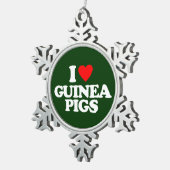 I LIEBE-MEERSCHWEINCHEN SCHNEEFLOCKEN Zinn-Ornament (Rechts)