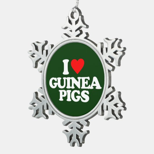 I LIEBE-MEERSCHWEINCHEN SCHNEEFLOCKEN Zinn-Ornament (Rechts)