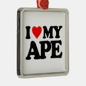 I LIEBE MEIN AFFE SILBERNES ORNAMENT (Rechts)