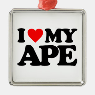I LIEBE MEIN AFFE SILBERNES ORNAMENT