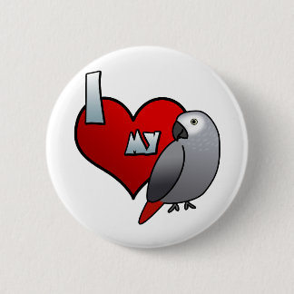 I Liebe mein afrikanisches Grau-Knopf des Kongos Button