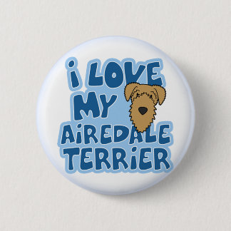 I Liebe mein Airedale-Terrier-Knopf Button