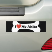 I Liebe mein Akita - Hundeknochen Autoaufkleber (Auf Auto)