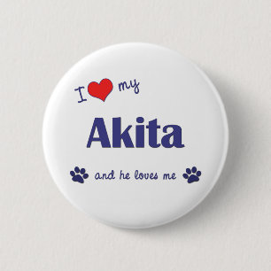 I Liebe mein Akita (männlicher Hund) Button