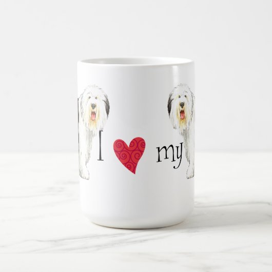 I Liebe mein alter englischer Schäferhund Kaffeetasse (Mittel)