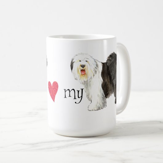 I Liebe mein alter englischer Schäferhund Kaffeetasse (VorderseiteRechts)