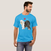 I Liebe mein alter englischer Schäferhund T-Shirt (Vorne ganz)
