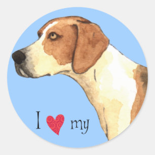I Liebe mein amerikanischer Foxhound Runder Aufkleber