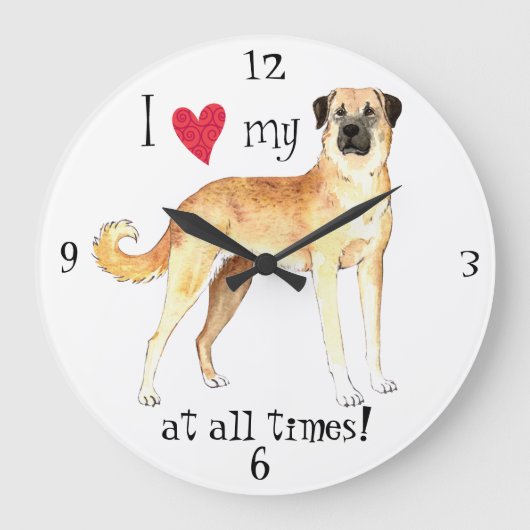 I Liebe mein anatolischer Schäfer-Hund Große Wanduhr (Vorderseite)