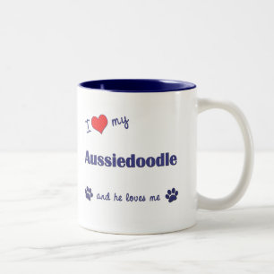 I Liebe mein Aussiedoodle (männlicher Hund) Zweifarbige Tasse