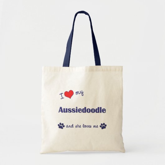 I Liebe mein Aussiedoodle (weiblicher Hund) Tragetasche (Vorne)