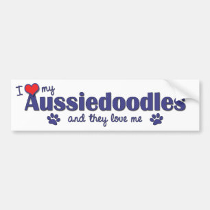 I Liebe mein Aussiedoodles (mehrfache Hunde) Autoaufkleber