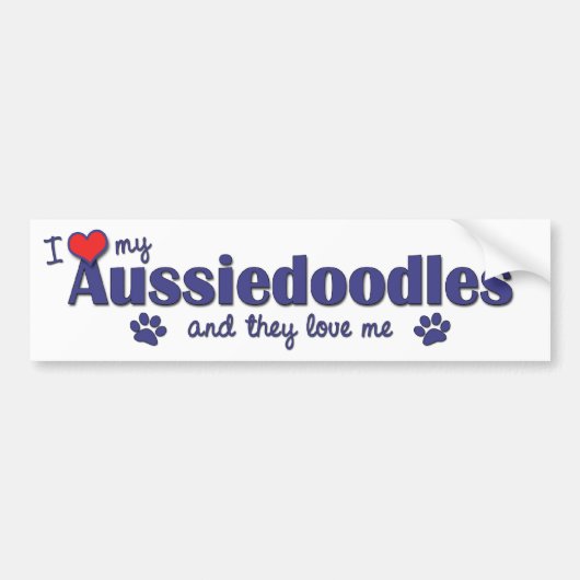 I Liebe mein Aussiedoodles (mehrfache Hunde) Autoaufkleber (Vorne)