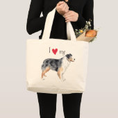 I Liebe mein australischer Schäfer Jumbo Stoffbeutel (Vorderseite (Produkt))
