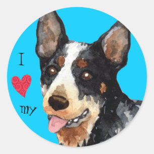 I Liebe mein australischer Vieh-Hund Runder Aufkleber